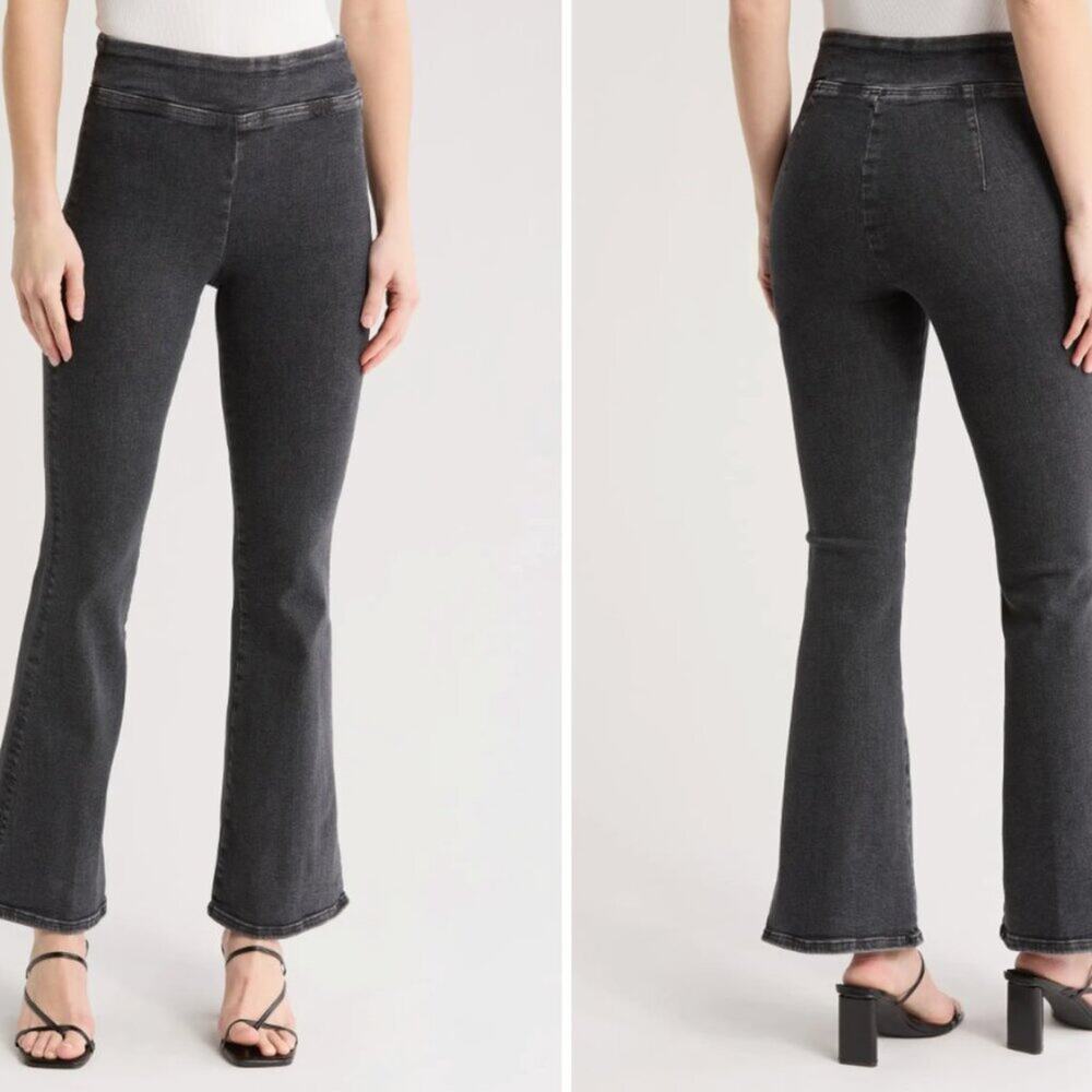 Frame Jetset Flare Jeans Sheen Noir Black High Rise Size 1